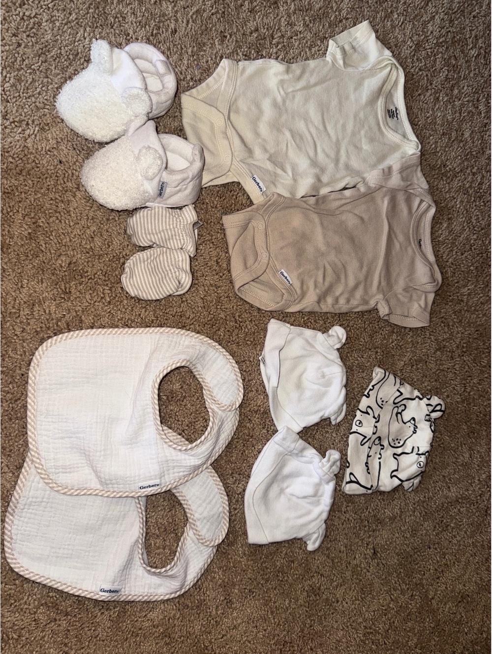 Newborn Baby Essentials Set - Bodysuits, Booties, Mittens, Hats, and Bibs